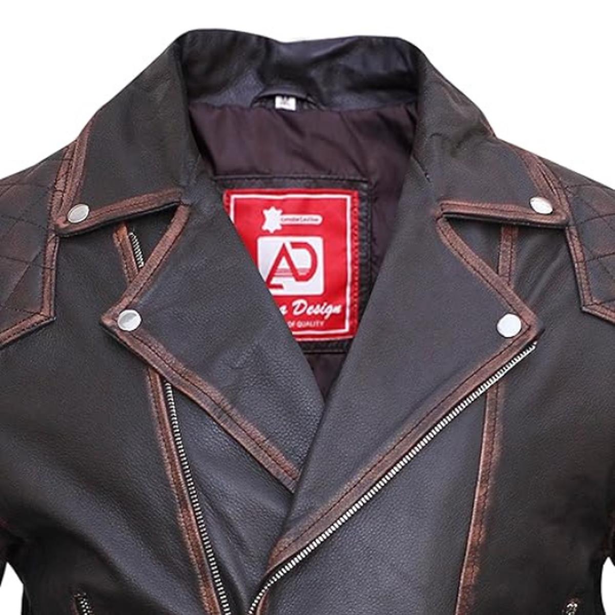 Giacca in pelle da uomo in stile motociclista classico vintage