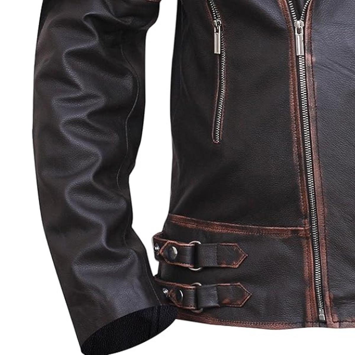 Giacca in pelle da uomo in stile motociclista classico vintage
