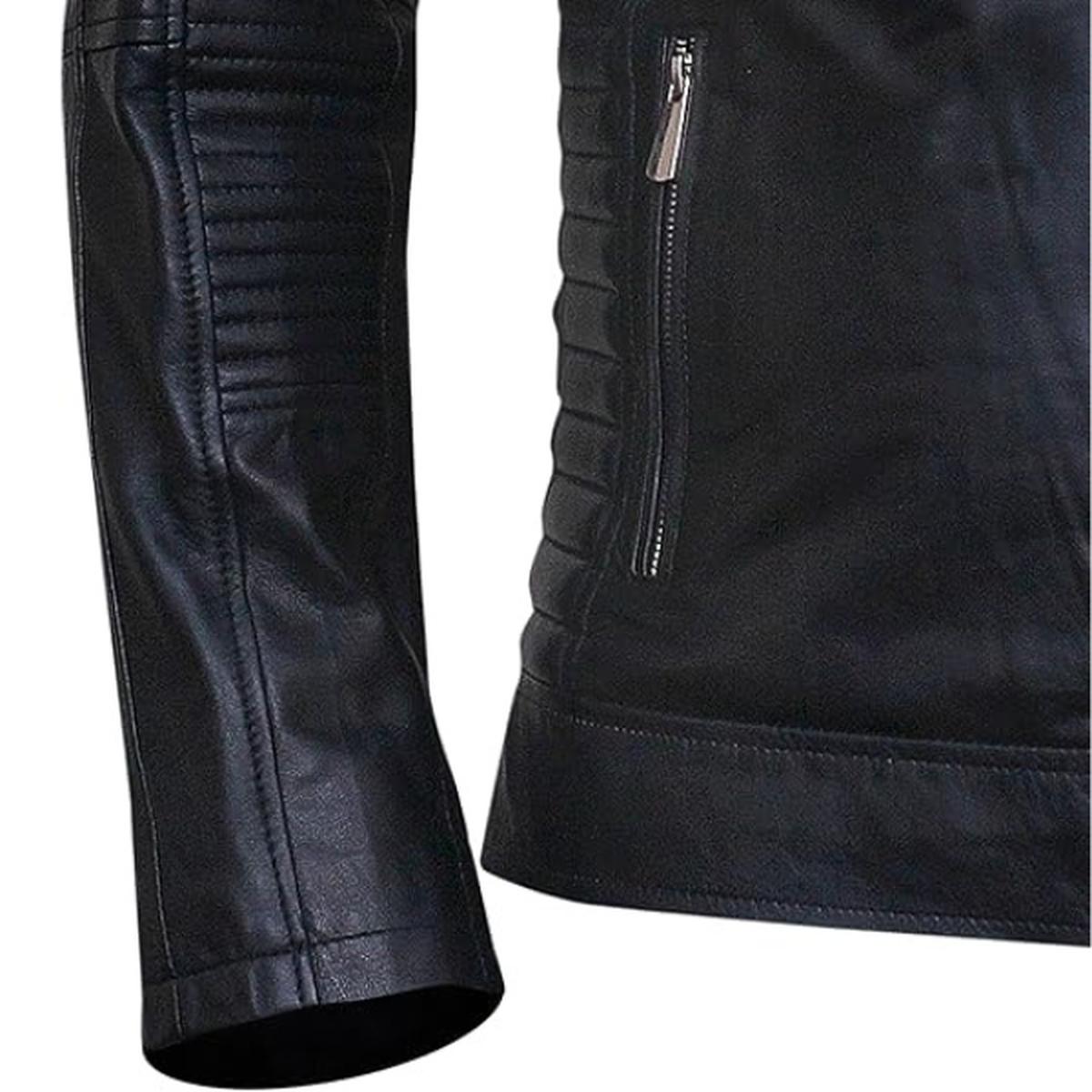 Giacca in pelle nera da uomo Cafe Racer