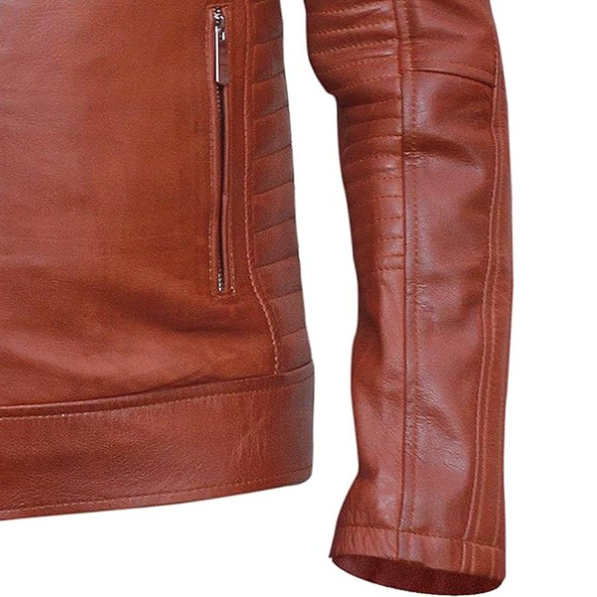 Giacca in pelle marrone da uomo in stile Café Racer