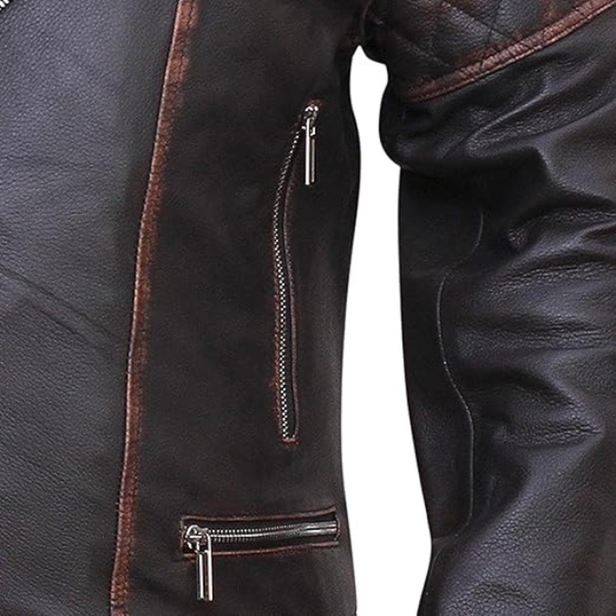 Giacca in pelle da uomo in stile motociclista classico vintage