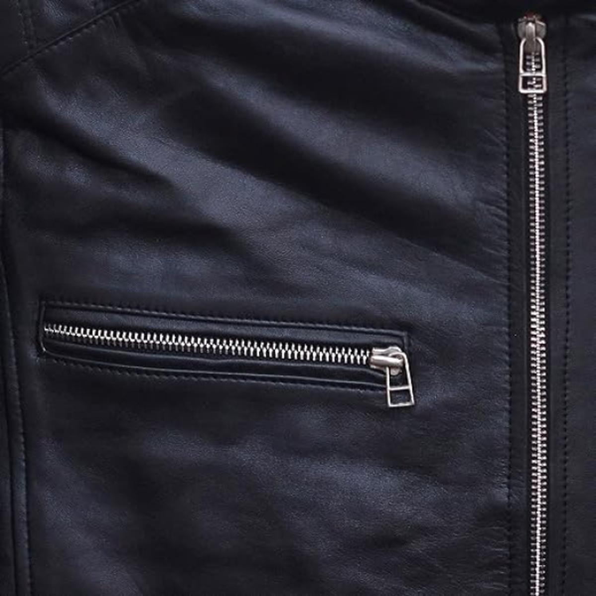 Giacca in pelle nera da uomo in stile Cafe Racer