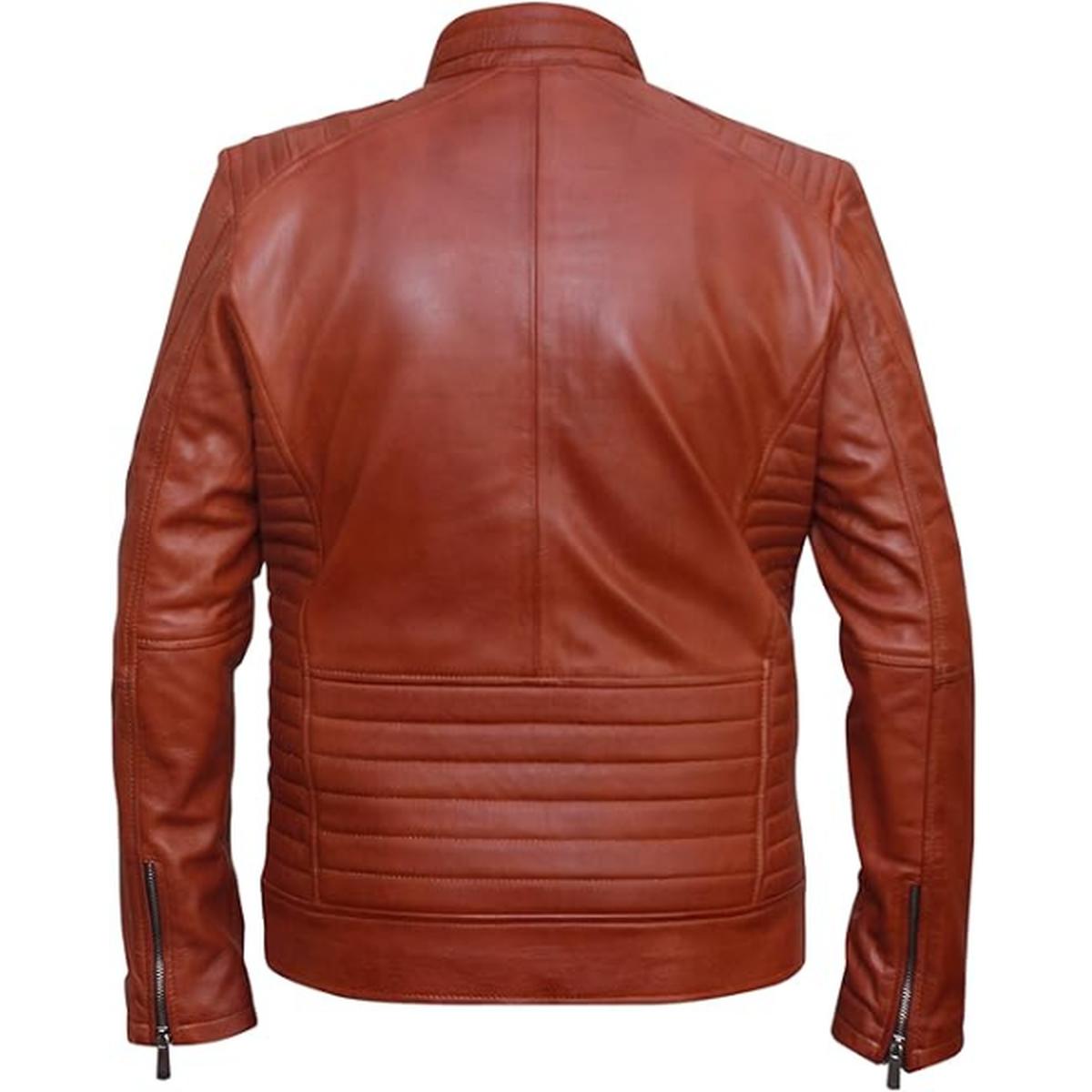Giacca in pelle marrone da uomo in stile Café Racer