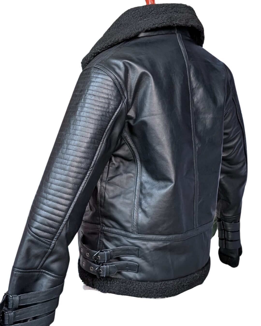 giacca in pelle di pecora nera b3 aviator