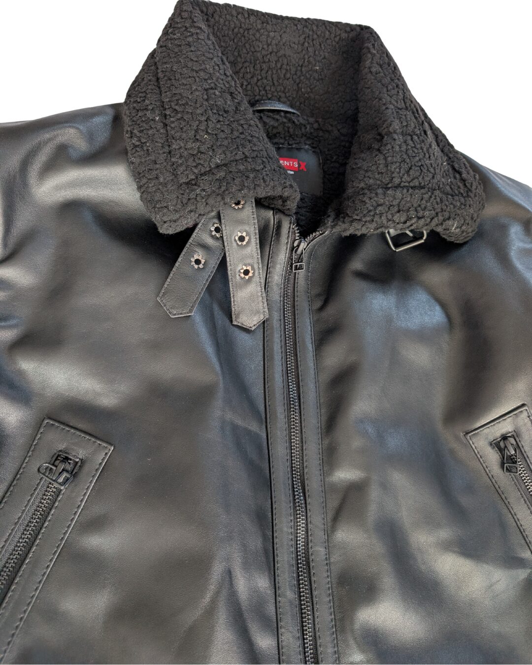 giacca in pelle di pecora nera b3 aviator