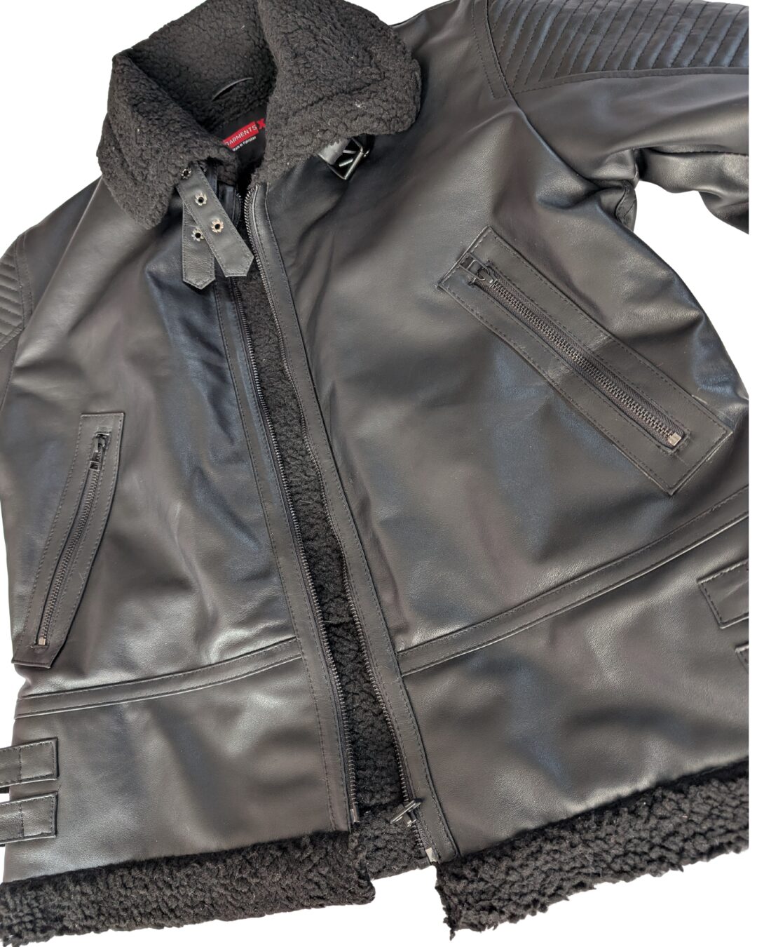 giacca in pelle di pecora nera b3 aviator
