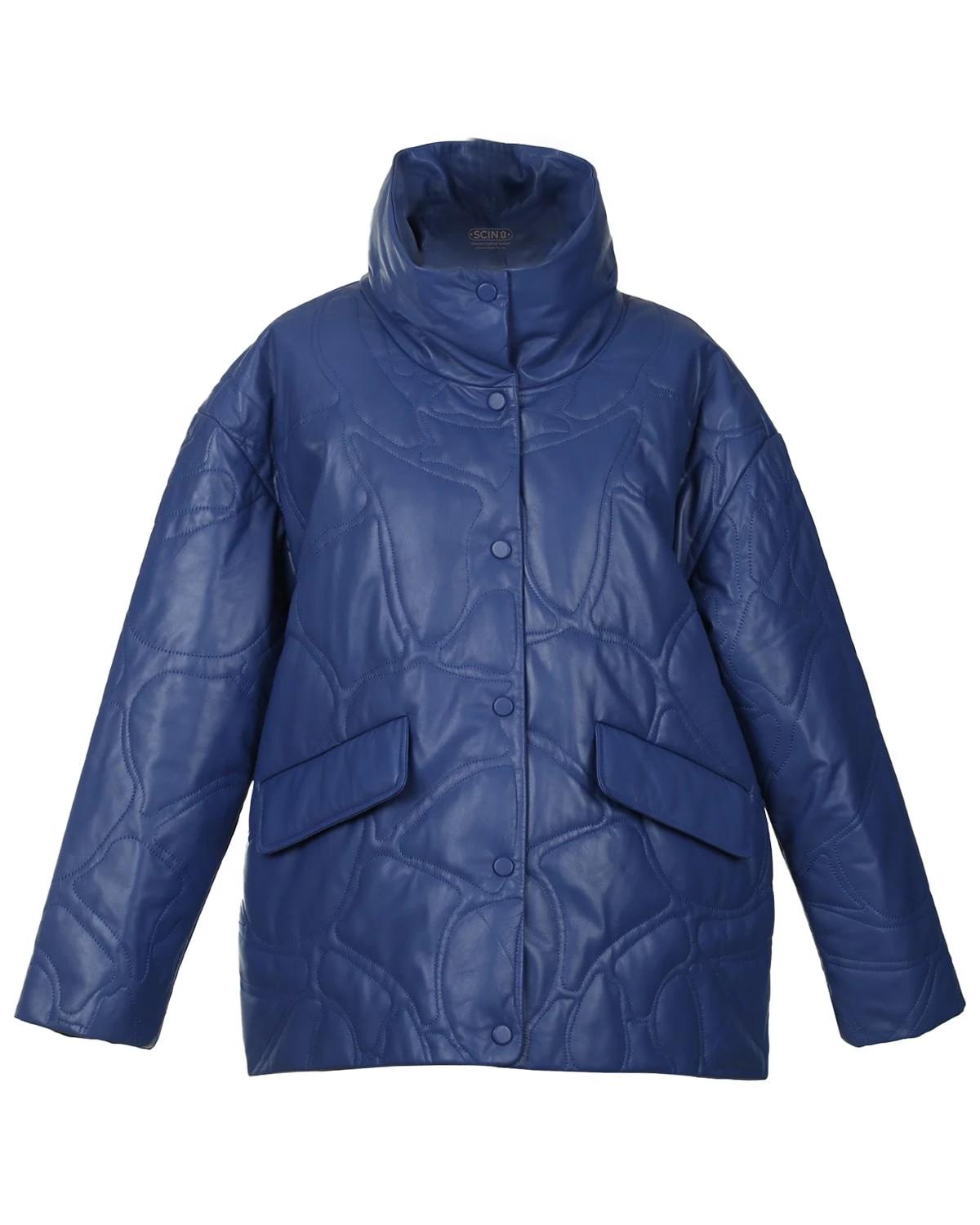 Giacca da donna in pelle di pecora trapuntata blu