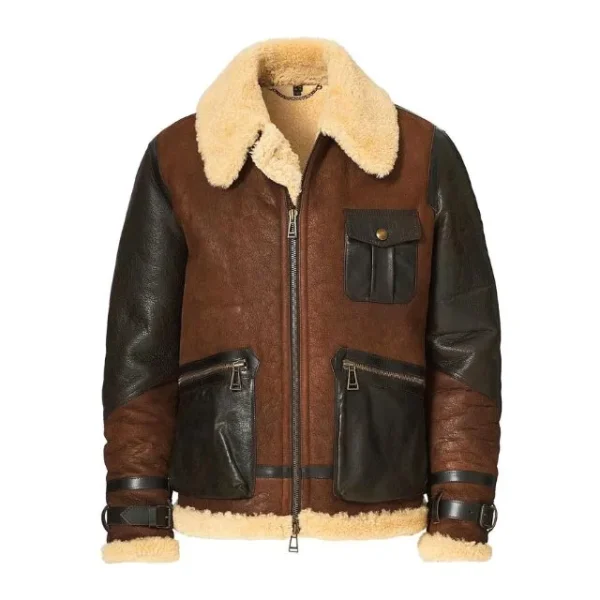 Giacca in pelle con fodera in shearling Astell da uomo