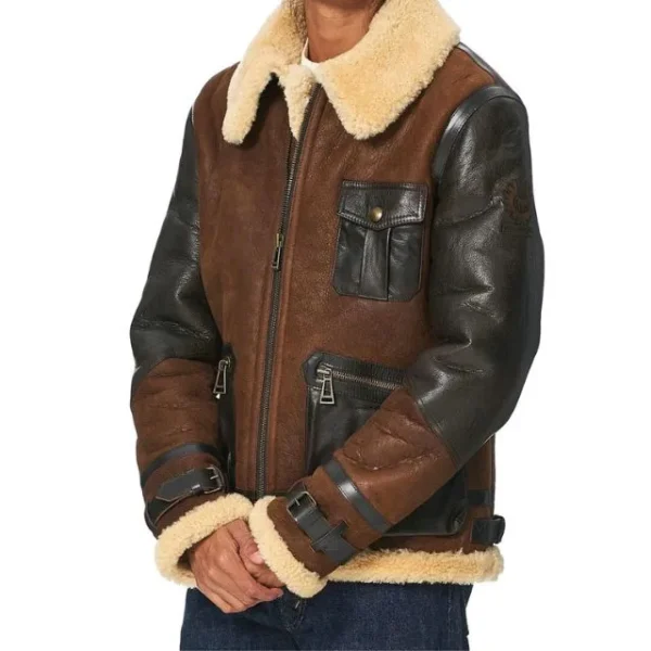 Giacca in pelle con fodera in shearling Astell da uomo