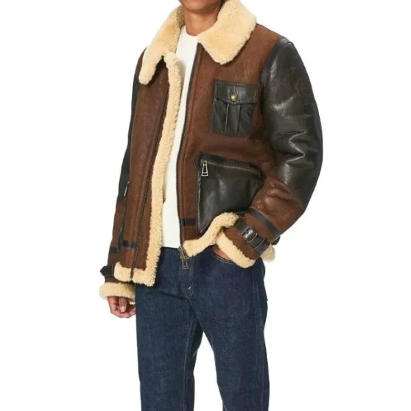 Giacca in pelle con fodera in shearling Astell da uomo