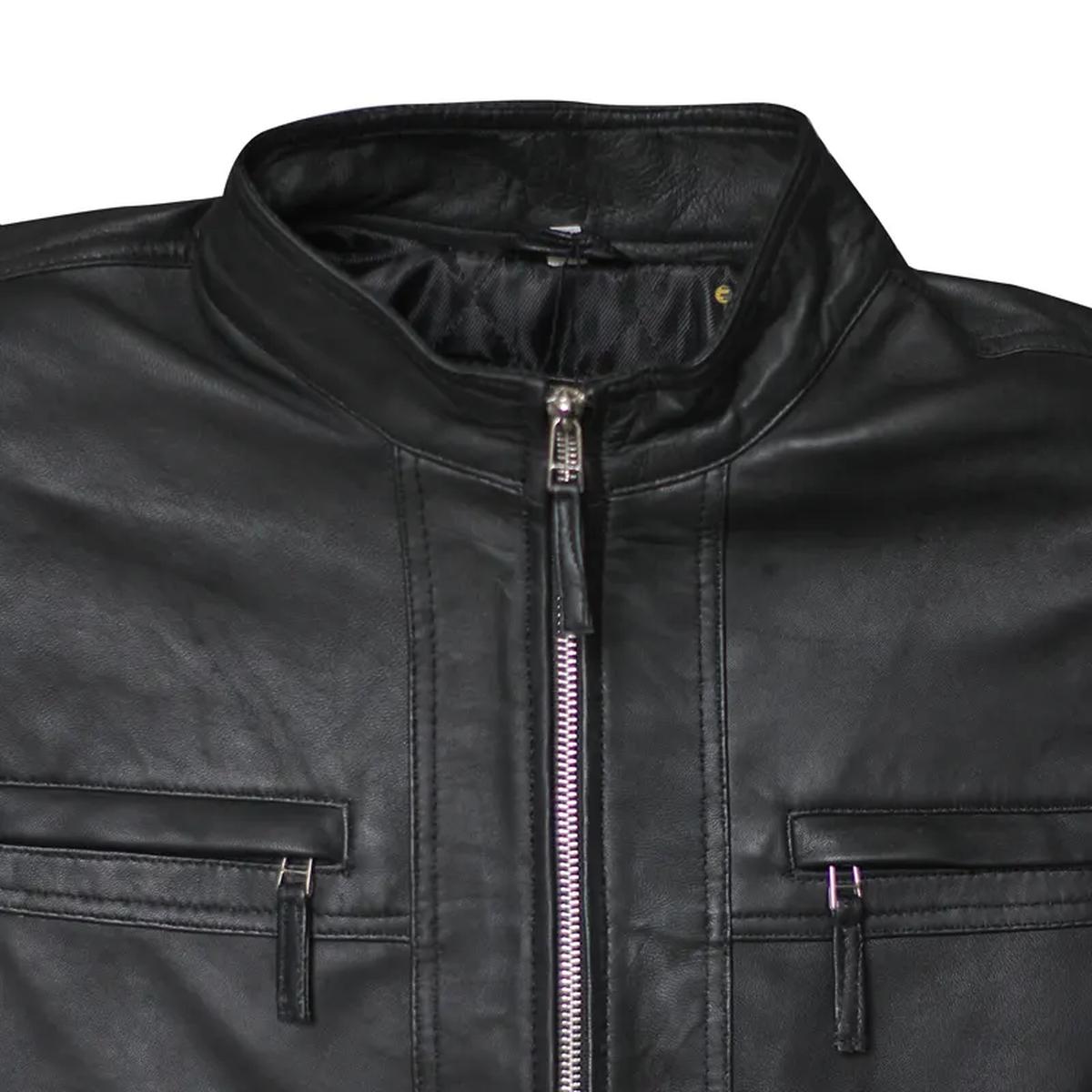Gilet da motociclista in vera pelle nera di alta qualità per uomo