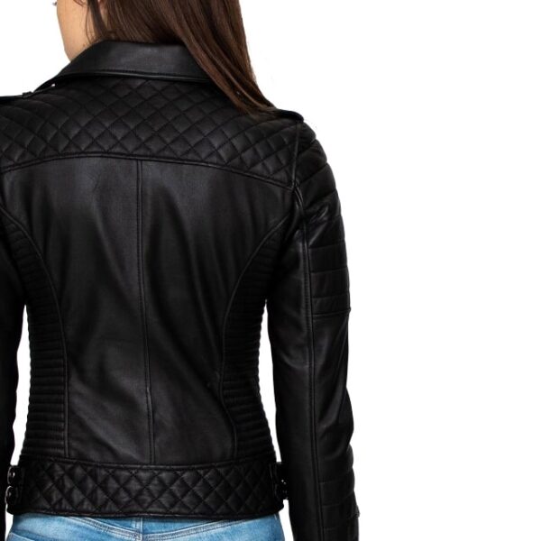 Giacca da motociclista in pelle nera per donna