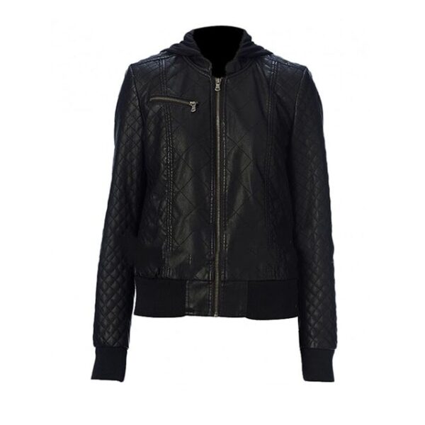 Giacca bomber in pelle trapuntata nera