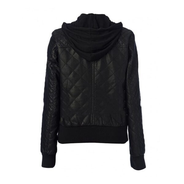 Giacca bomber in pelle trapuntata nera