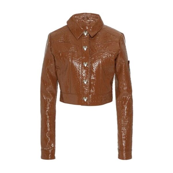 Top in similpelle verniciata marrone da cowboy
