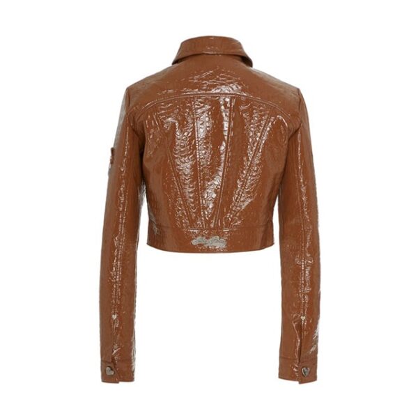 Top in similpelle verniciata marrone da cowboy