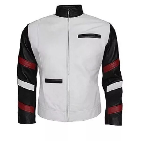 Giacca da uomo in pelle bianca classica vintage