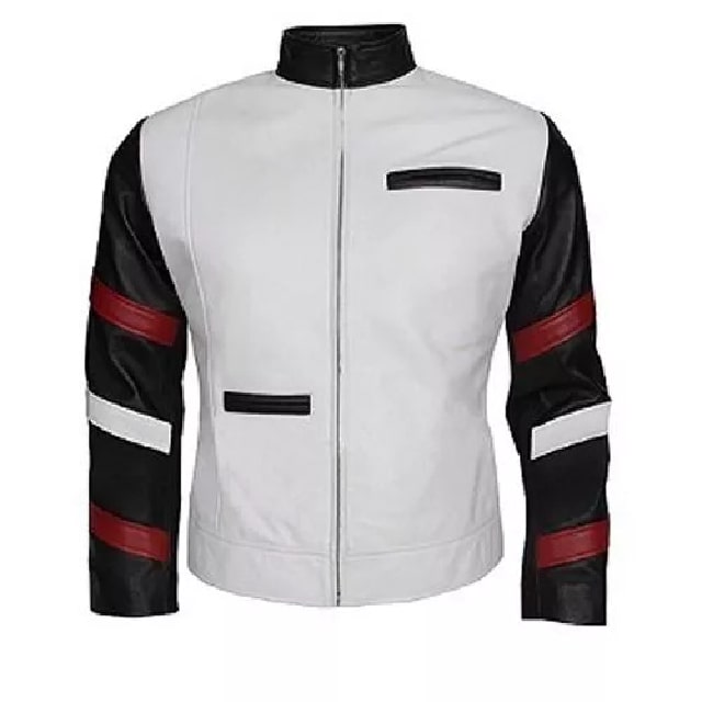 Giacca da uomo in pelle bianca classica vintage