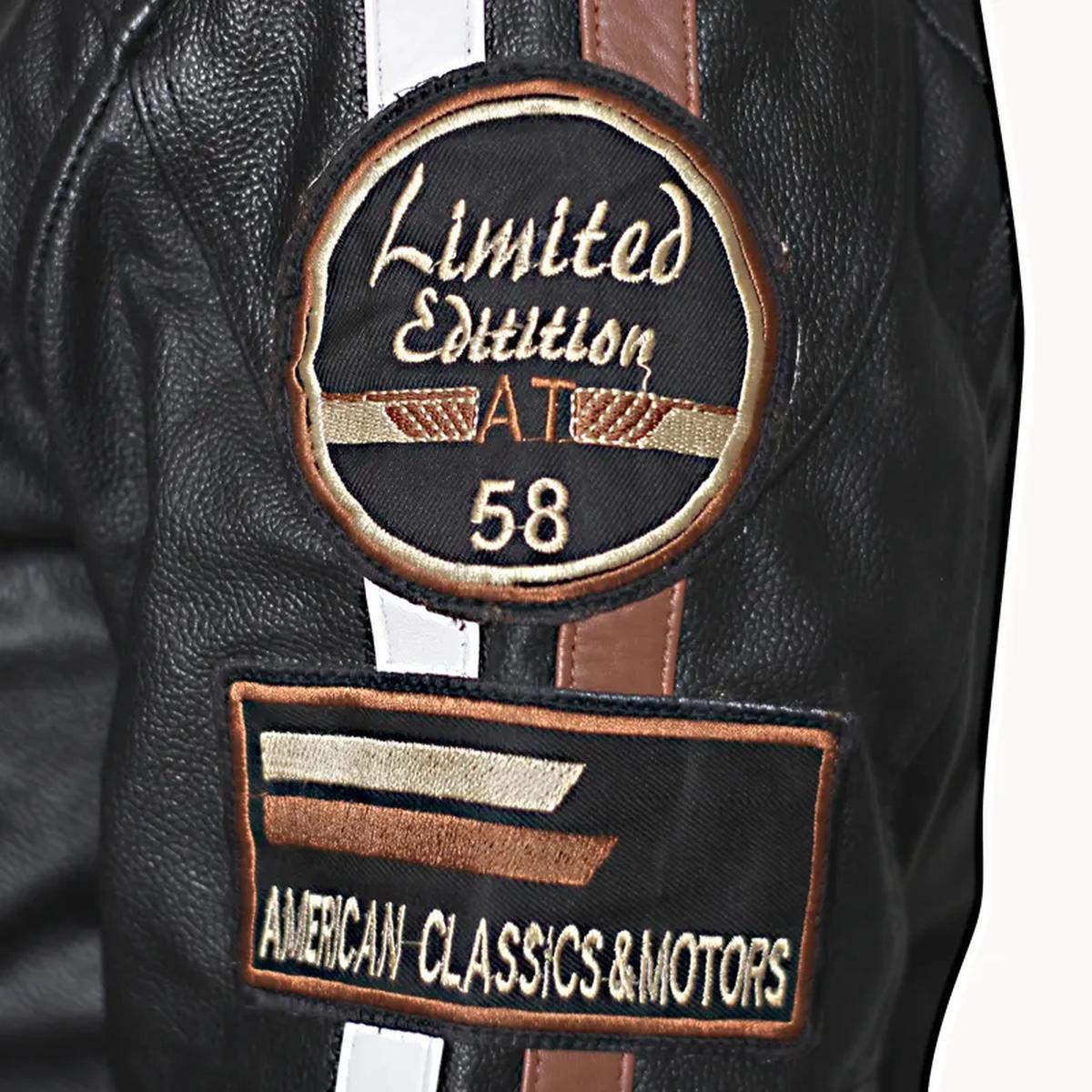 Giacca in pelle di pecora nera American Classic Urban Motors da uomo