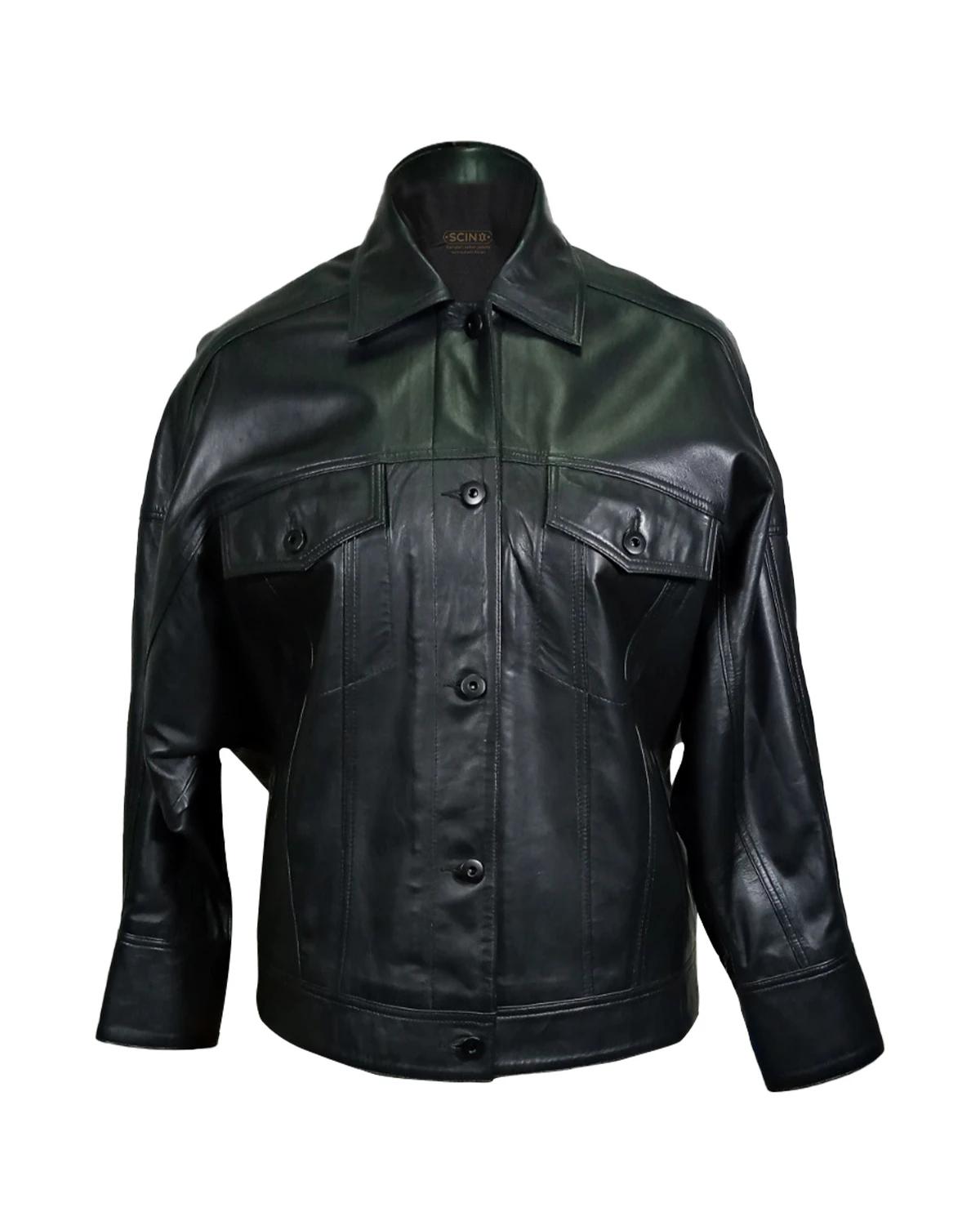 Giacca in pelle da donna classica in pelle di pecora