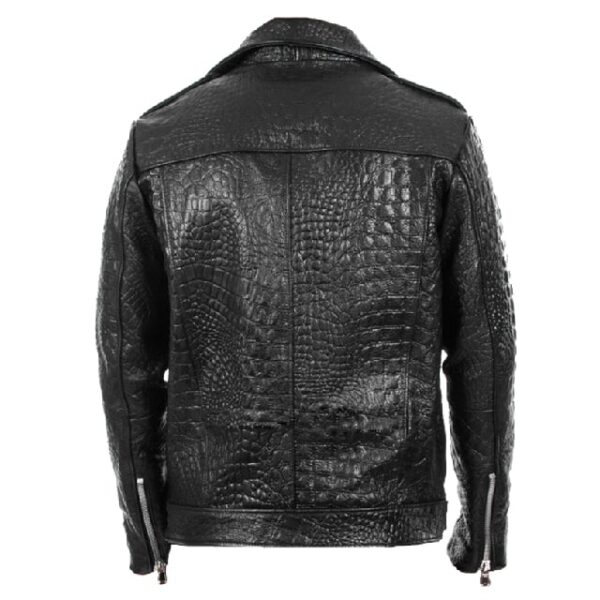 Giacca in similpelle stile motociclista con stampa coccodrillo