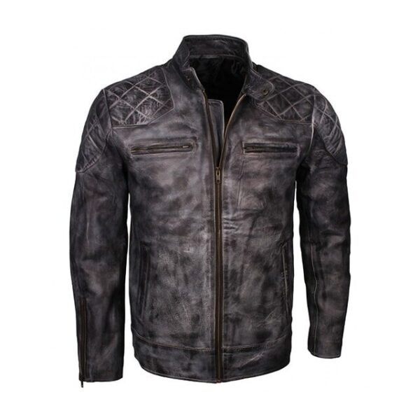 Giacca in pelle di pecora da motociclista David da uomo