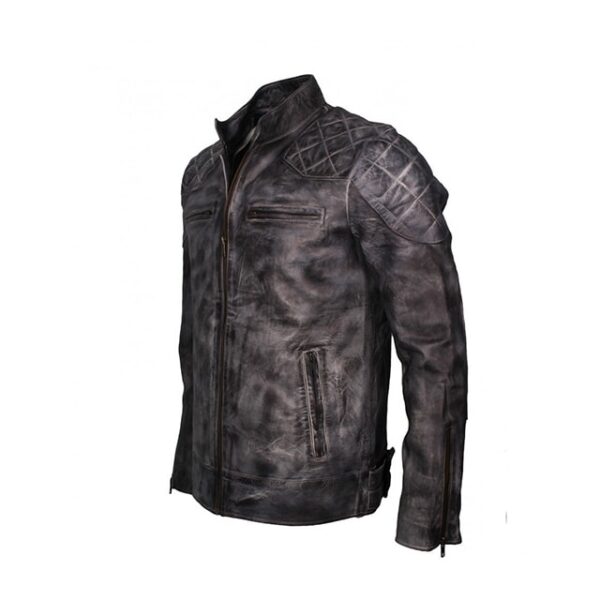 Giacca in pelle di pecora da motociclista David da uomo