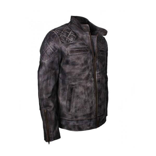 Giacca in pelle di pecora da motociclista David da uomo