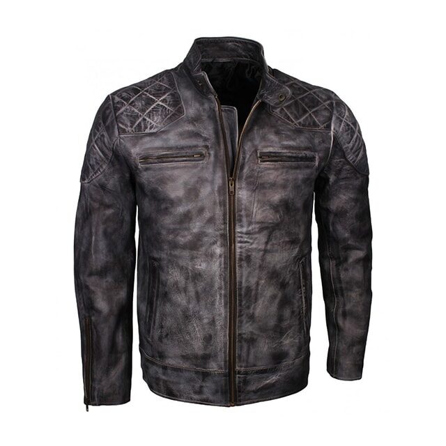 Giacca in pelle di pecora da motociclista David da uomo