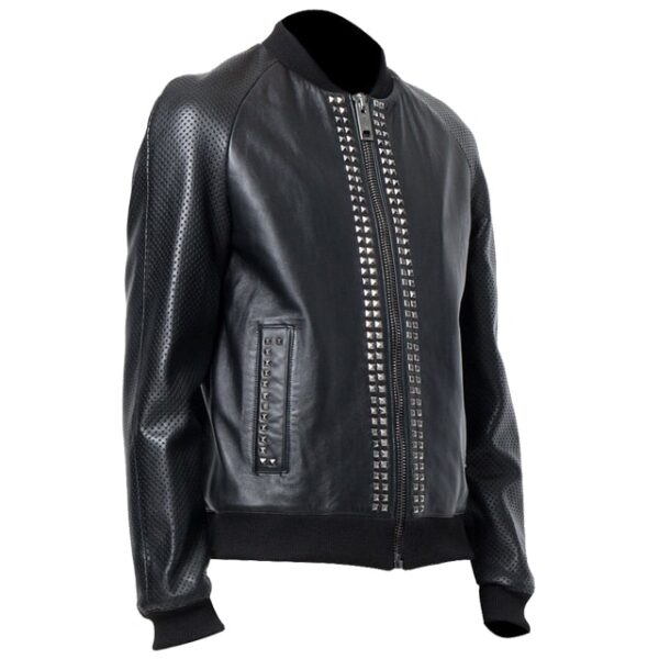 Giubbotto bomber con borchie metalliche di design