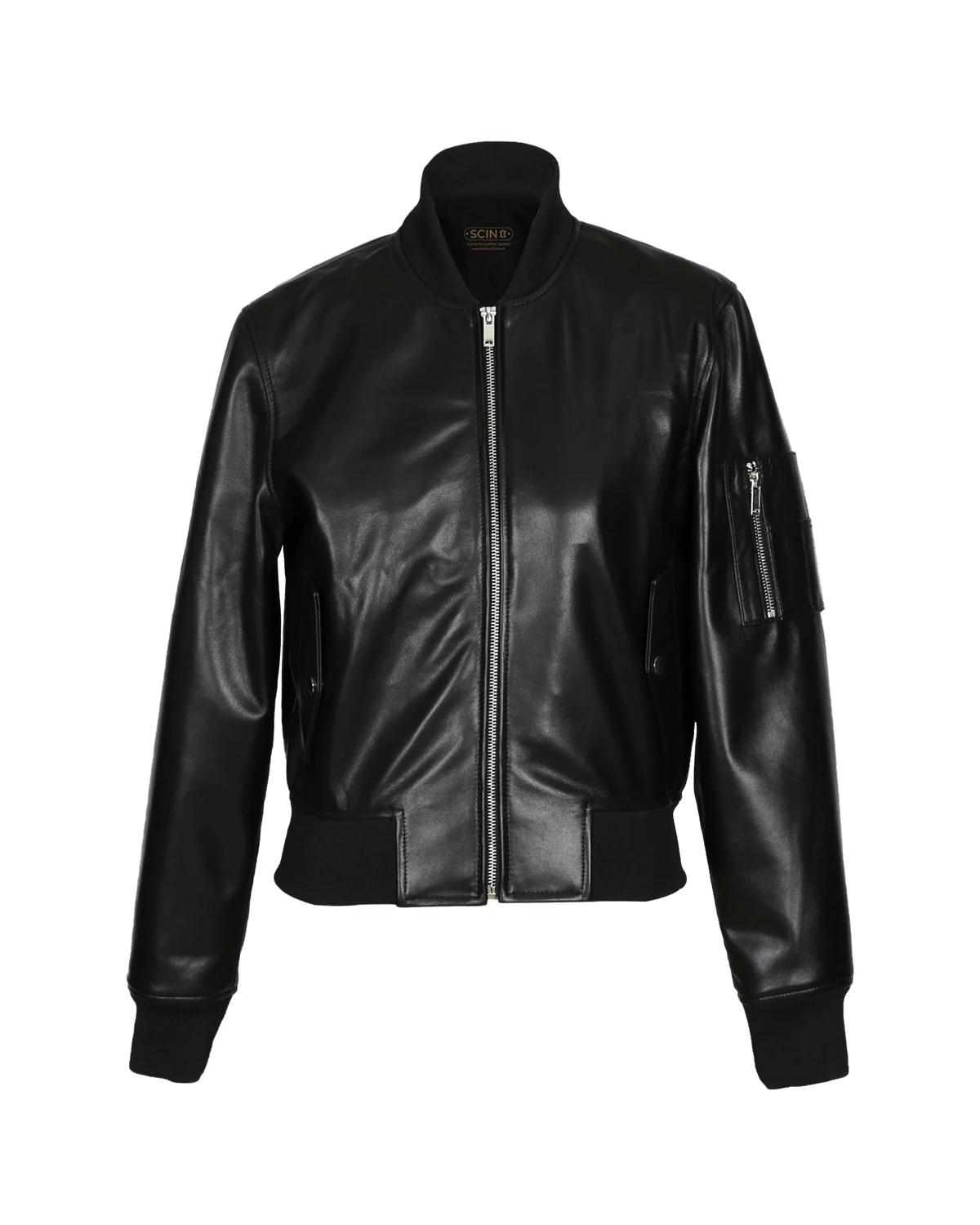 Giacca classica in pelle di pecora da donna