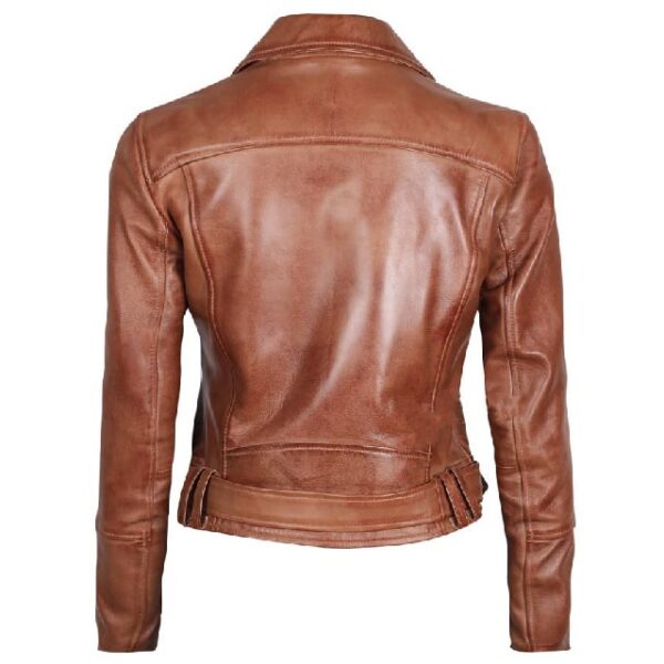 Giacca in pelle marrone chiaro da donna Elisa