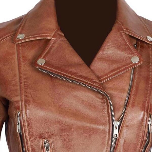Giacca in pelle marrone chiaro da donna Elisa