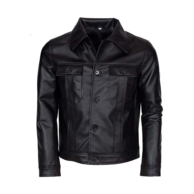 Giacca in vera pelle nera da uomo Elvis Presley