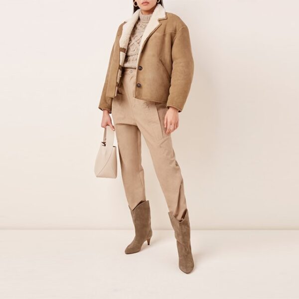 Cappotto da donna in pelle scamosciata e montone Étoile