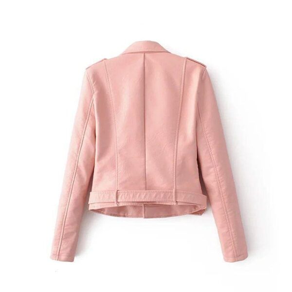 Giacca da motociclista classica in pelle rosa baby da donna
