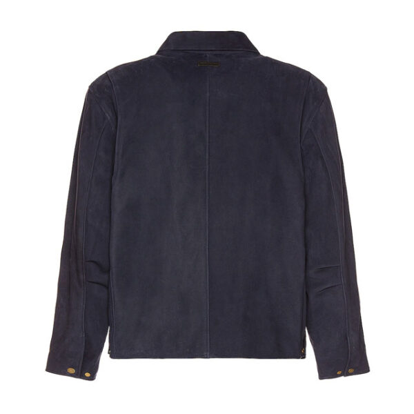 Giacca in pelle scamosciata blu navy da uomo