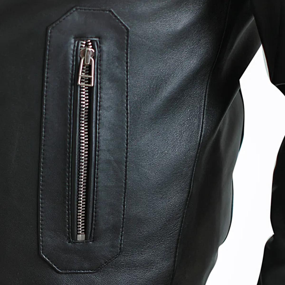 Giacca da motociclista classica nera da uomo in vera pelle