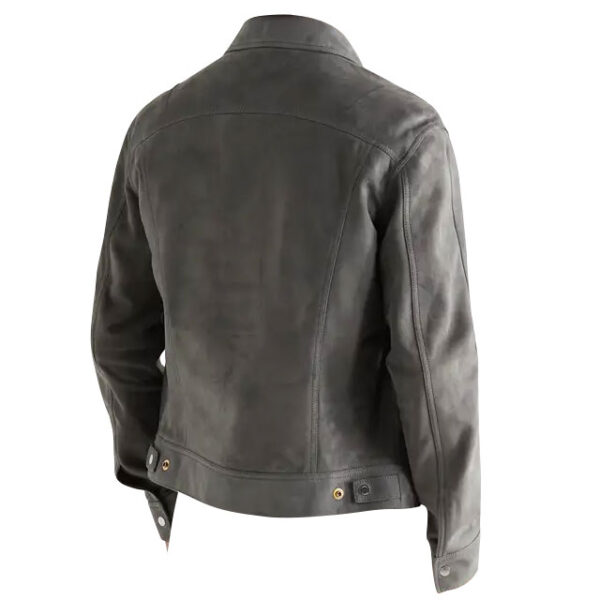 Giacca da uomo in pelle scamosciata slim fit stile camionista