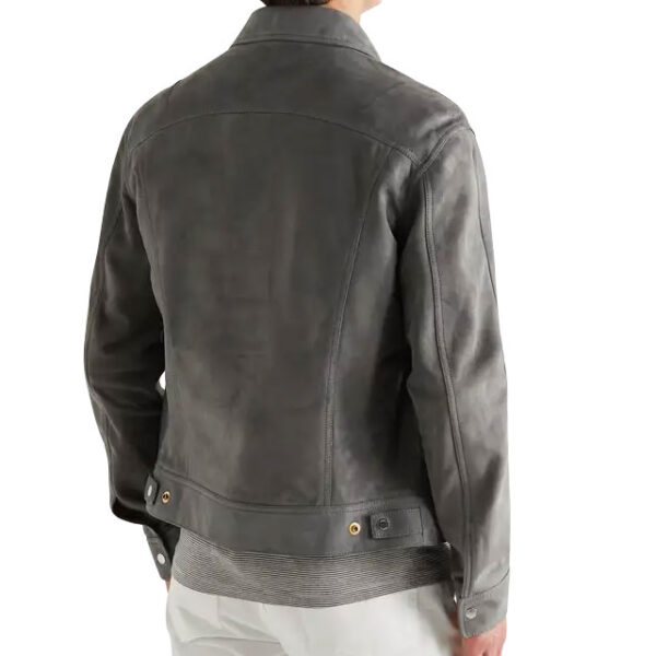 Giacca da uomo in pelle scamosciata slim fit stile camionista