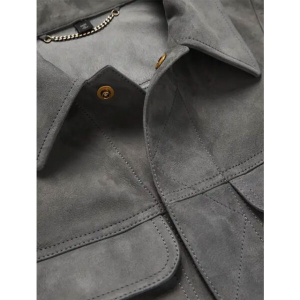 Giacca da uomo in pelle scamosciata slim fit stile camionista