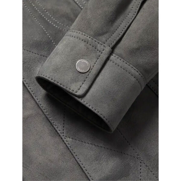 Giacca da uomo in pelle scamosciata slim fit stile camionista