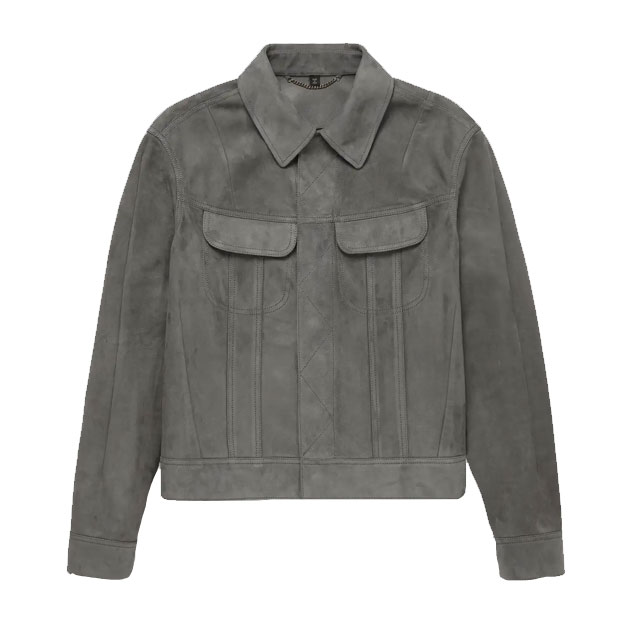 Giacca da uomo in pelle scamosciata slim fit stile camionista