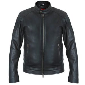 Giacca da motociclista classica nera da uomo in vera pelle