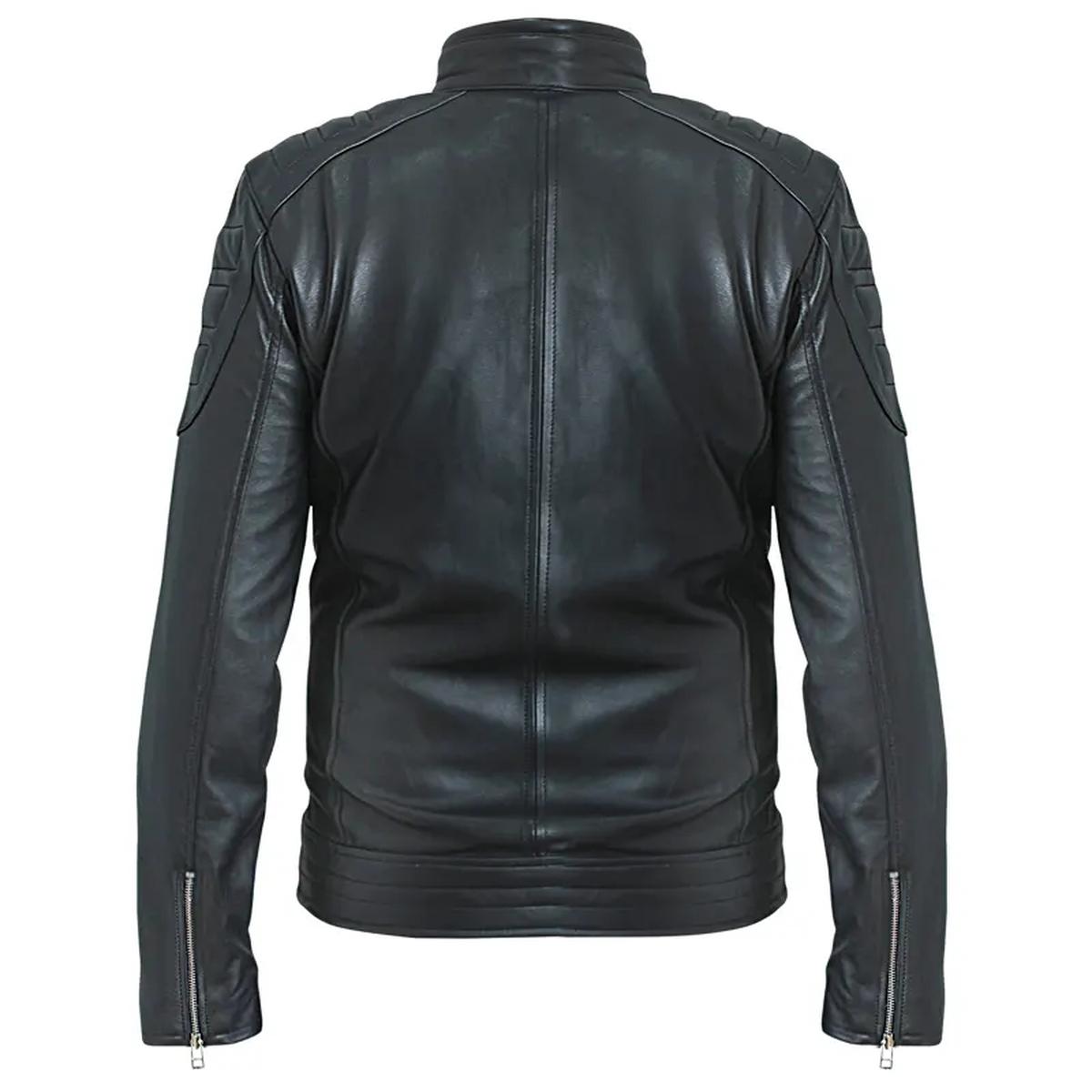 Giacca da motociclista classica nera da uomo in vera pelle