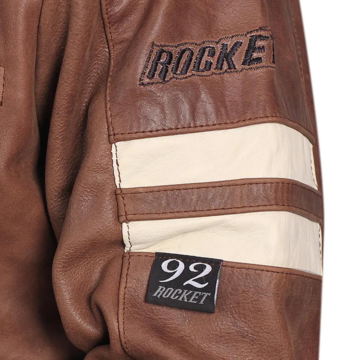Giacca da motociclista in pelle di pecora Classic 92 da uomo, marrone