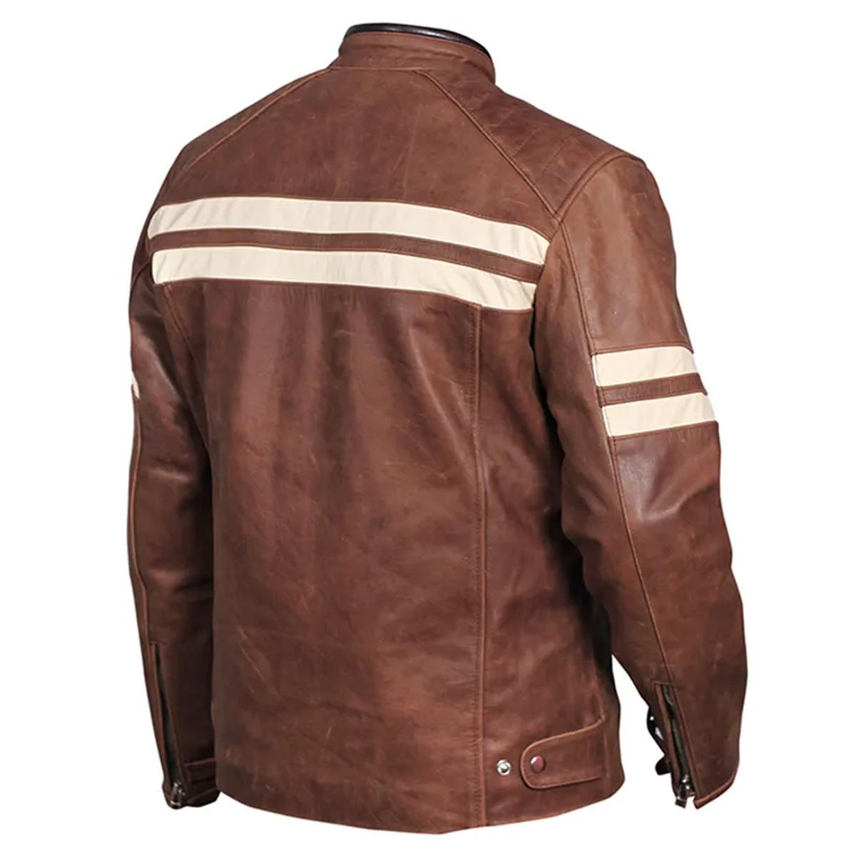 Giacca da motociclista in pelle di pecora Classic 92 da uomo, marrone