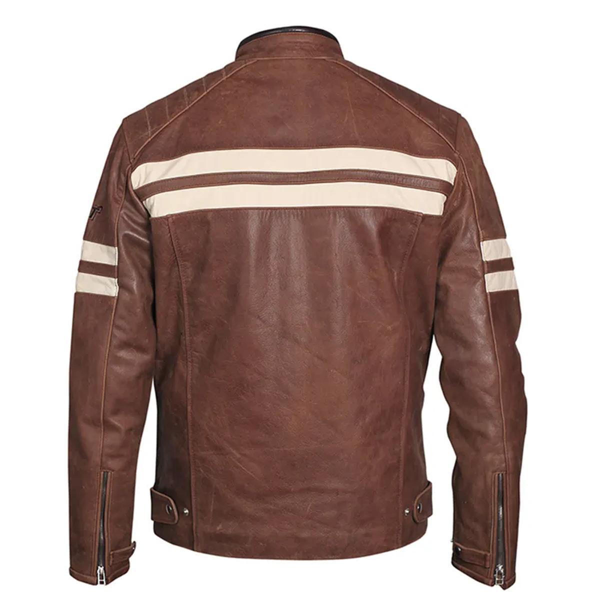 Giacca da motociclista in pelle di pecora Classic 92 da uomo, marrone