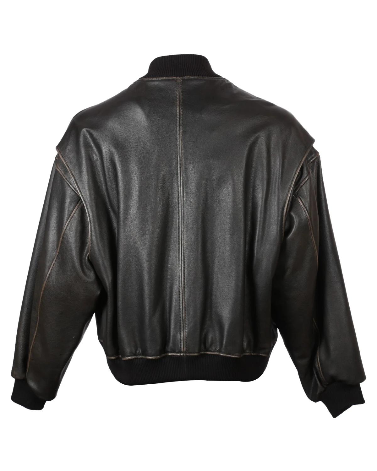 Giacca da uomo classica in pelle di pecora nera
