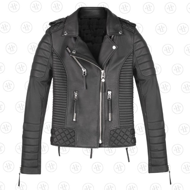 Giacca in pelle nera di Kay Michaels